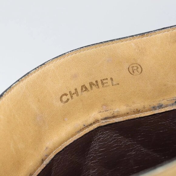 CHANEL Chain Tote Bag Lamb Skin Beige Gold CC Auth gh972 - Picture 11 of 16